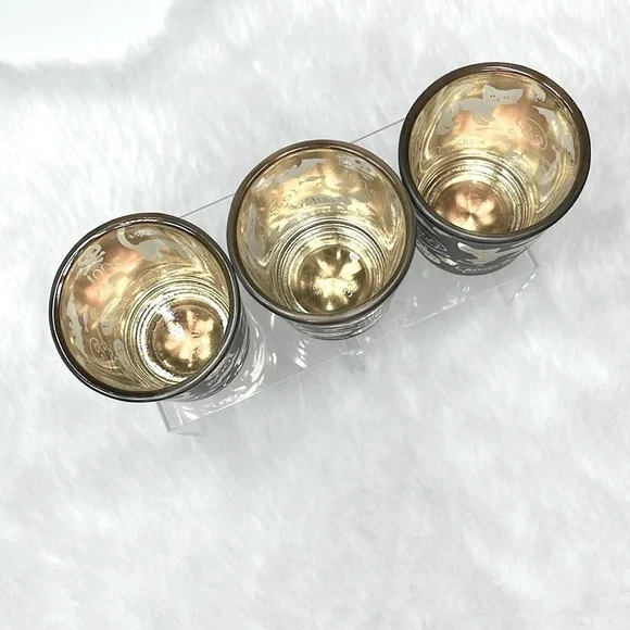 Boo Cat Gothic Black & Gold Votive Candle Holder (Set of 3) Kitty Tealight Glass - Picture 3 of 8